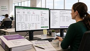 Document control specialist managing controlled document distribution with read acknowledgment tracking and automated escalation alerts in a QMS platform