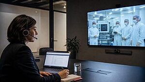 Quality auditor conducting a remote life sciences audit via video conference